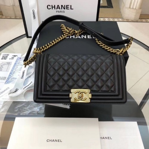 Chanel Boy 25cm lambskin Black 00114