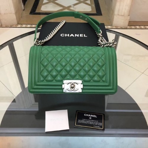 Chanel Boy 25cm lambskin Green 00114