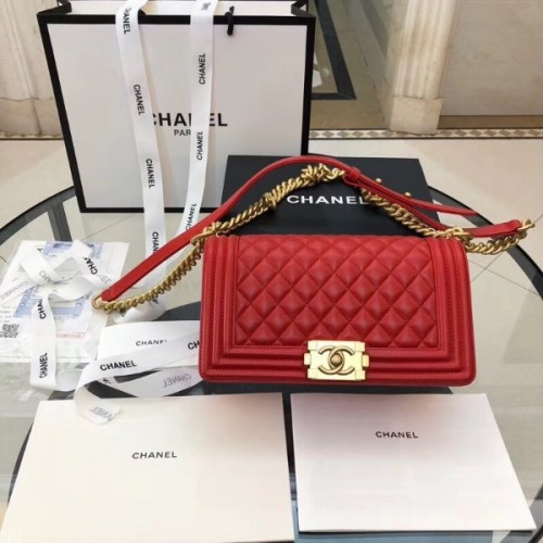 Chanel Boy 25cm lambskin Red 00114