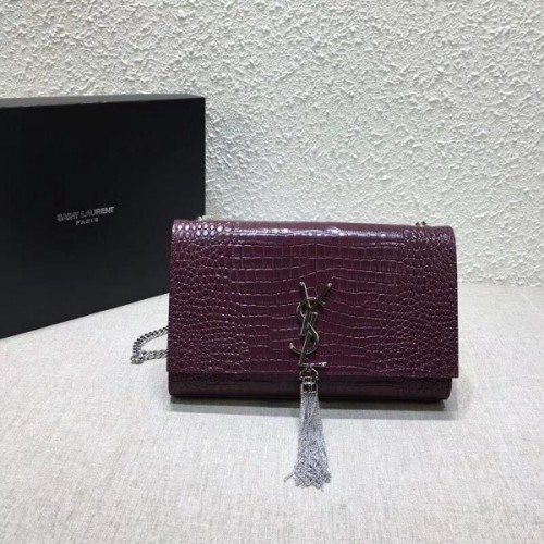 Saint Laurent croc 24 cm burgundy bag ysl00012