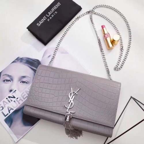 Saint Laurent croc 24 cm gray bag ysl00015