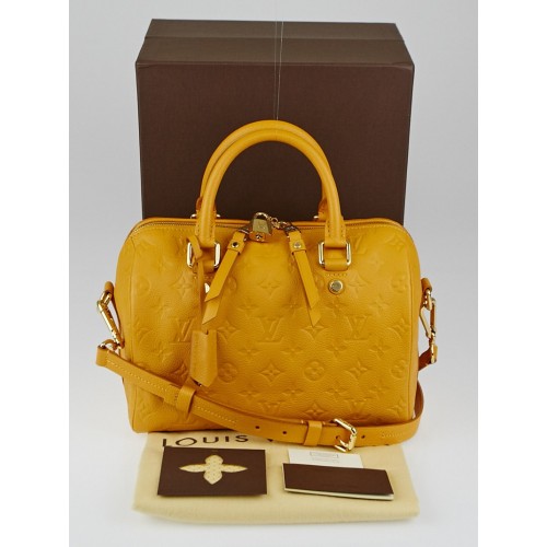 Louis Vuitton Safran Monogram Empreinte Leather Speedy Bandouliere yellow