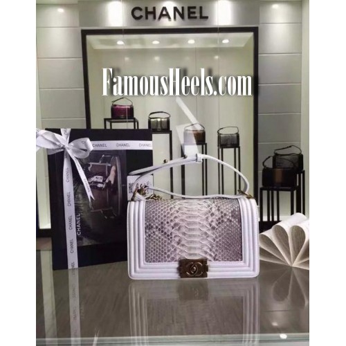 Chanel Le Boy white and pyiton skin 