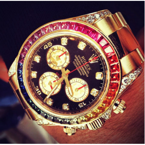 Cosmograph Daytona Rainbow Crystals Bezel Watch