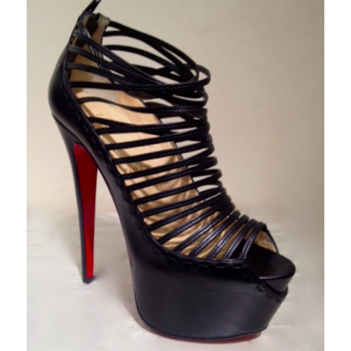 Christian Louboutin Zoulou Leather Platform Sandals black 160mm