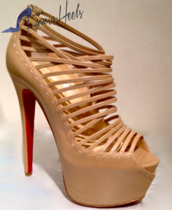 Christian Louboutin Zoulou Leather Platform Sandals Nude Beige