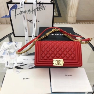 Chanel Boy 25cm lambskin Red 00114