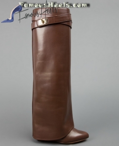 Givenchy Shark Lock Fold Over Knee Boot brown