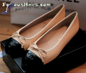 Classic flat beige and black patent leather