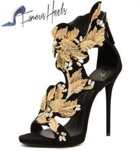 Giuseppe Zanotti Golden Leaf Stiletto Heel Sandal