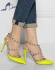 Valentino Rockstud Neon Leather Pumps in Yellow