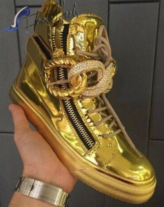 Giuseppe zanotti original leather gold sneakers 