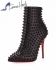 Christian Louboutin Snakilta Spiked Leather Ankle Boots in Black