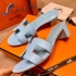 Hermes Oran Sandals Blue With Heels Genuine Epsom HGEPSO-233